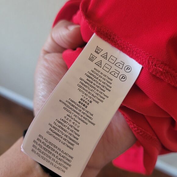 Michael Kors High-Low Faux-Wrap Dress True Red Size Medium Short Sleeve Nwt - Picture 4 of 10